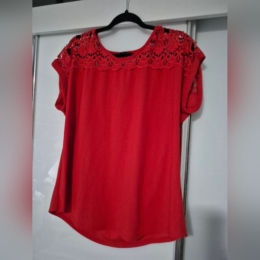 Elegant Red Lace Women's Top Lily Morgan